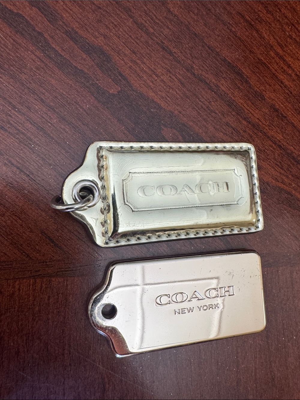 Coach Silver Leather and Metal Bag Tags